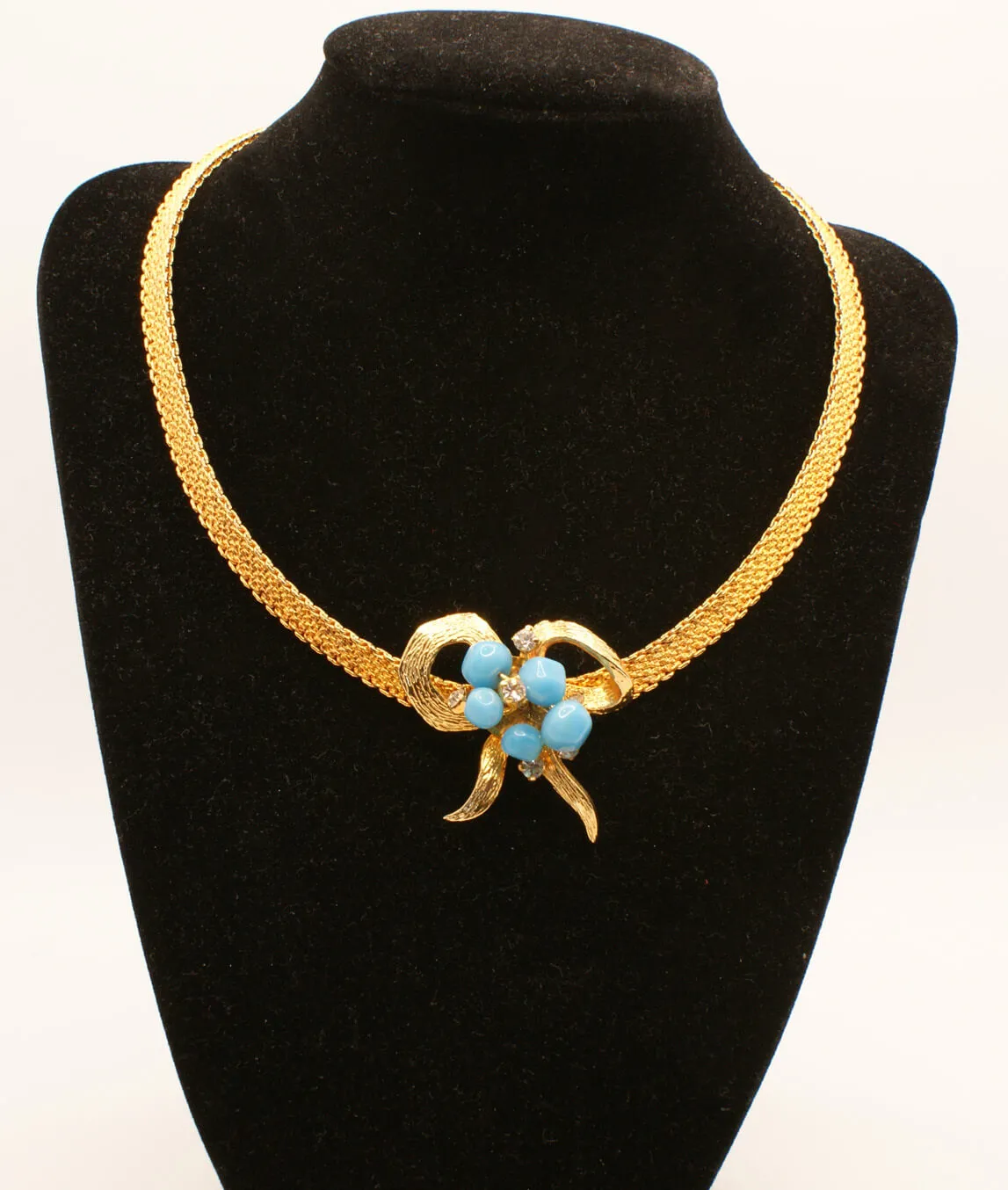 Vintage Dior bow choker with turquoise coloured stones