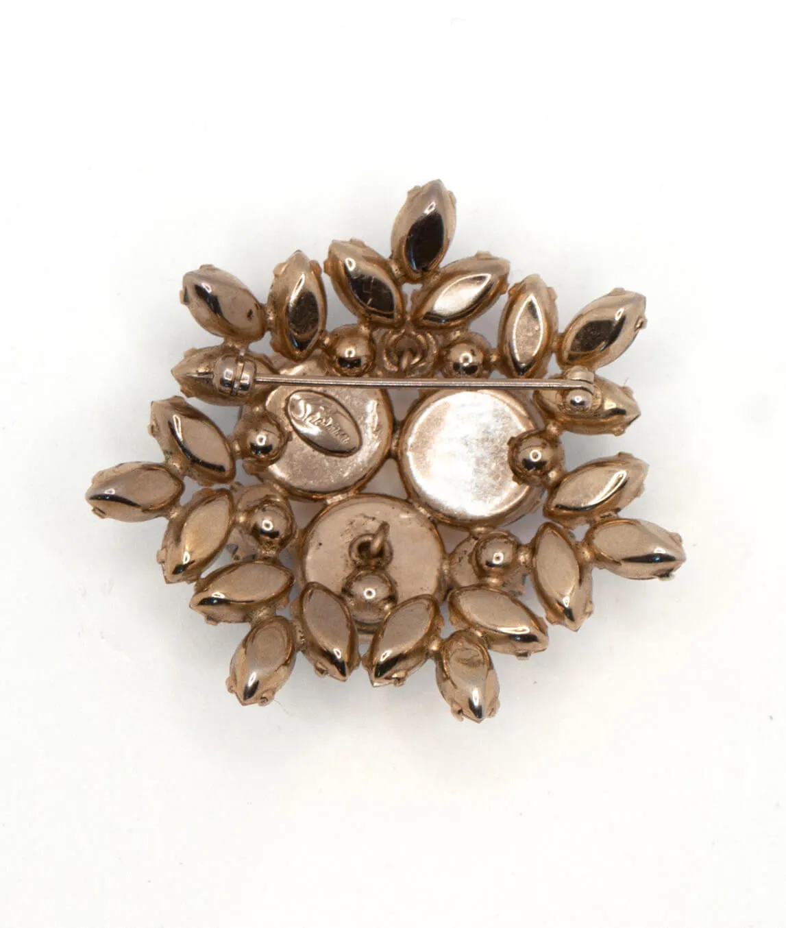 Vintage Sherman brooch reverse