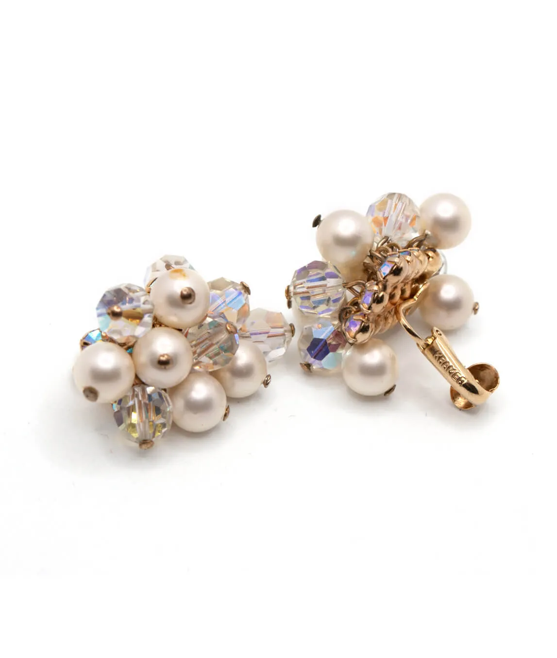 Vintage beaded earrings by Kramer in pearl