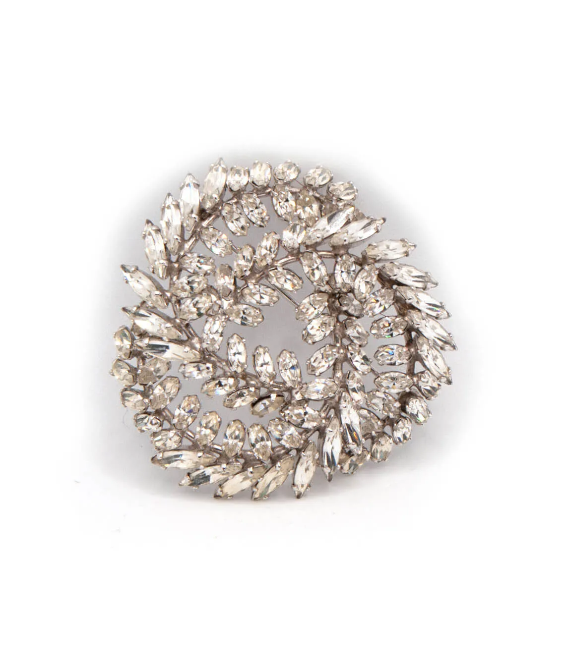 Vintage Sherman brooch decorated with clear navette crystals