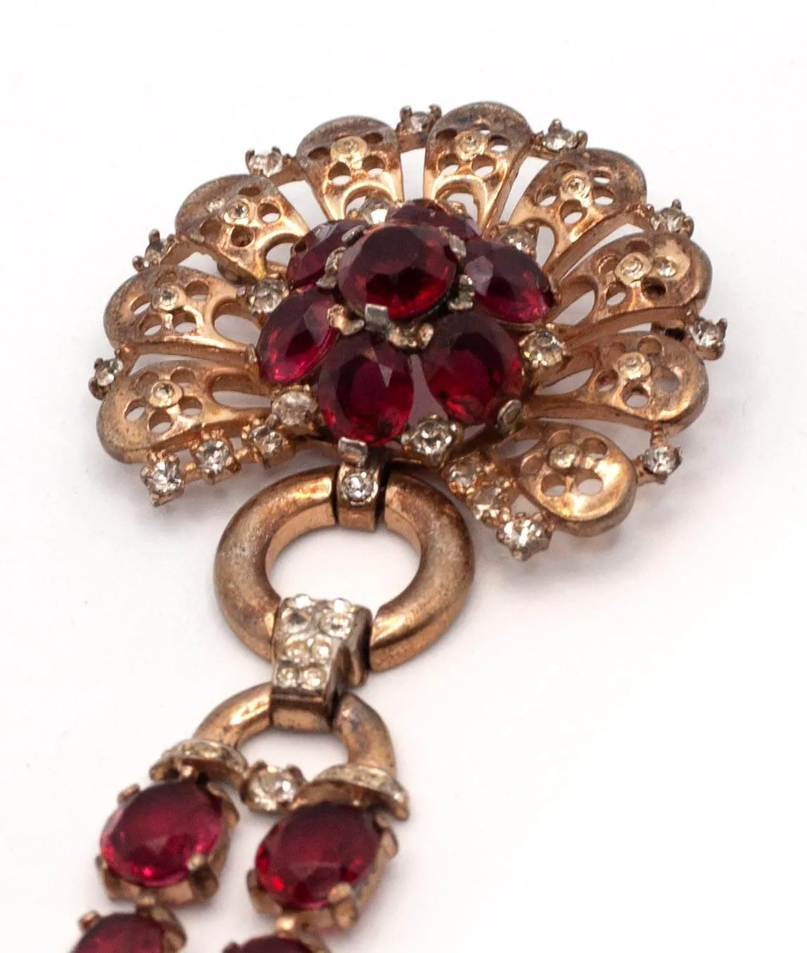 Floral detail of Trifari Sterling brooch pin