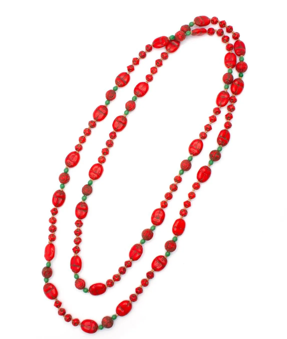 Neiger Brothers red glass Egyptian Revival necklace
