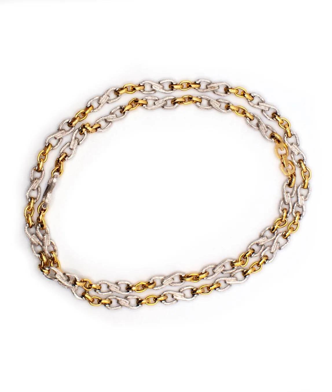 Silver and gold coloured heavy link chain by Grossé