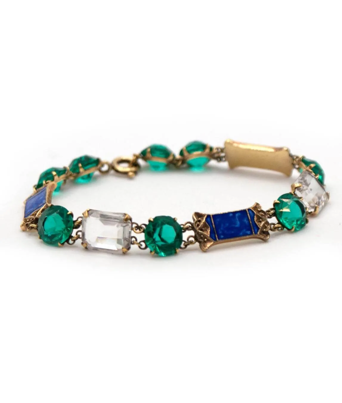 Blue enamel and green paste bracelet 1930s