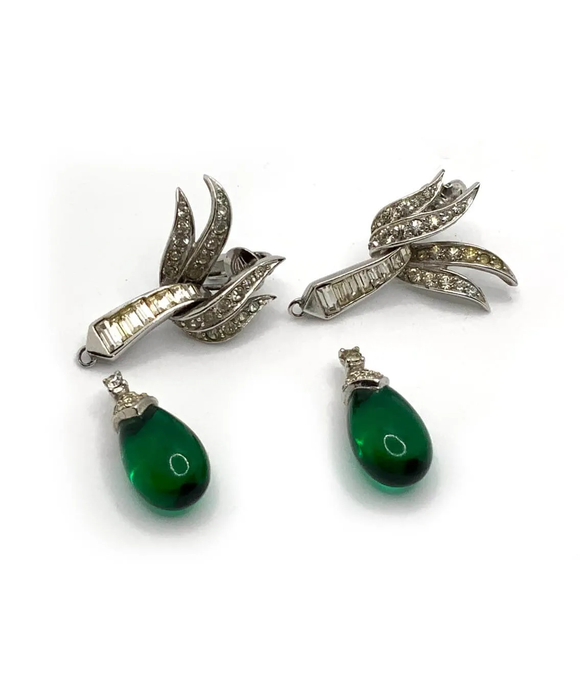 Vintage Marcel Boucher Green Drop two piece earrings