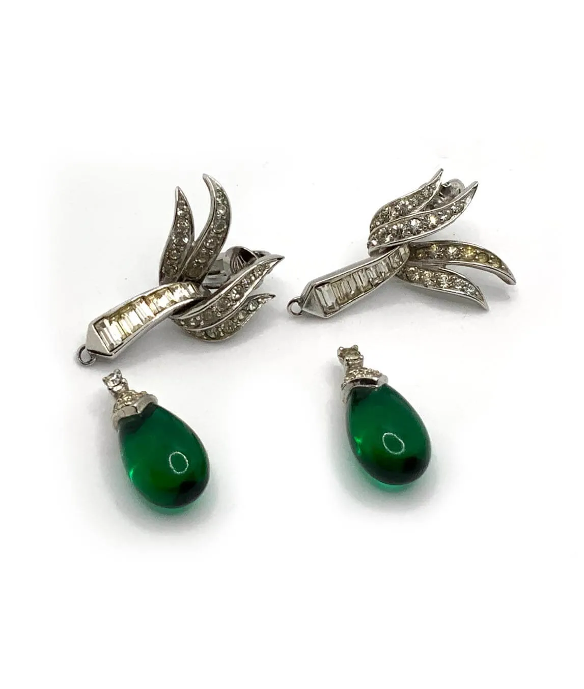 Marcel Boucher Green Paste Earrings Gadelles Vintage