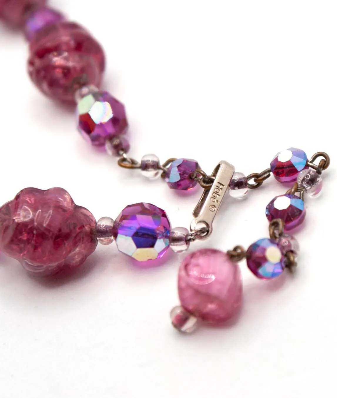Vibrant pink vintage choker necklace by Hobé