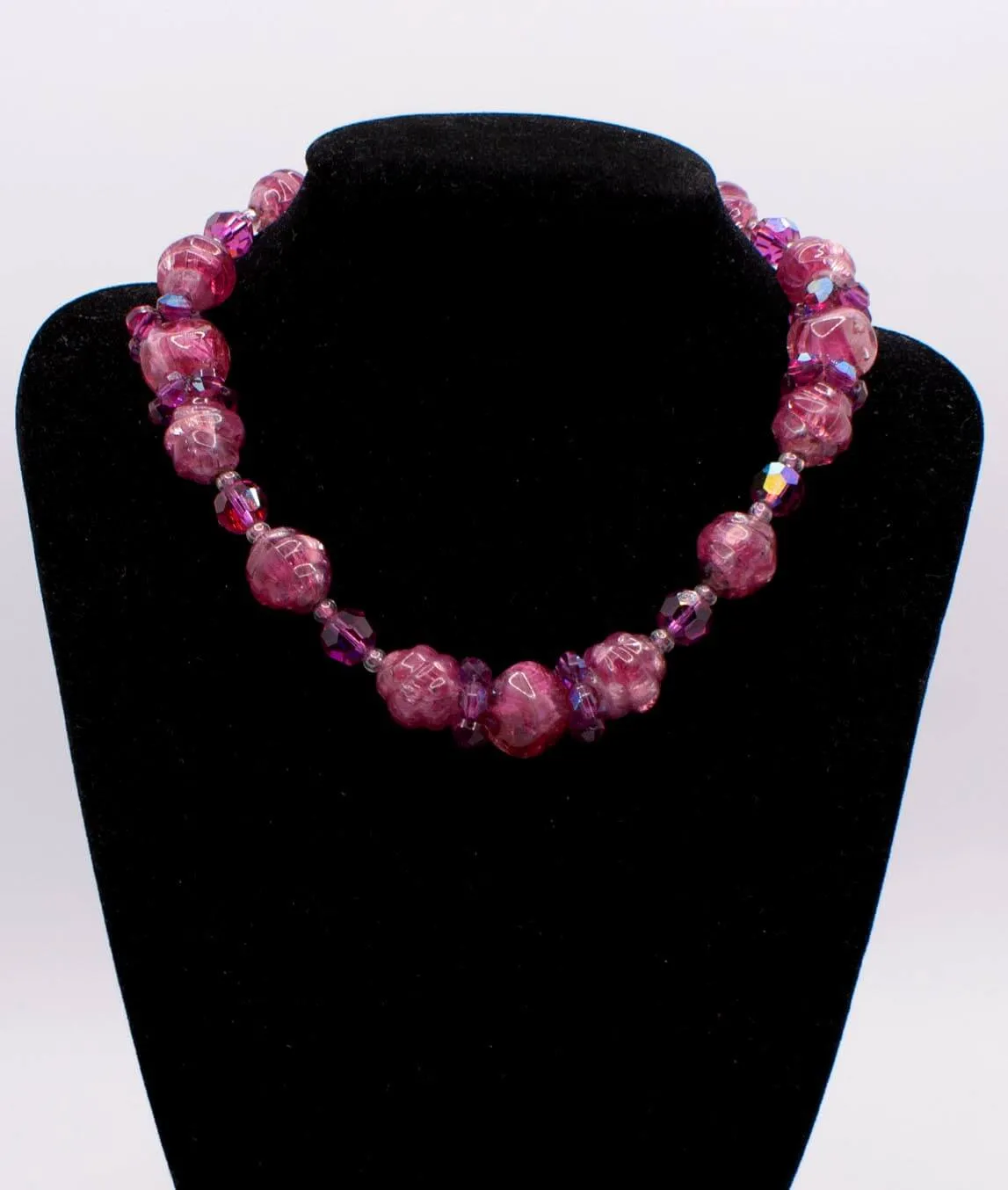 Vibrant pink vintage choker necklace by Hobé