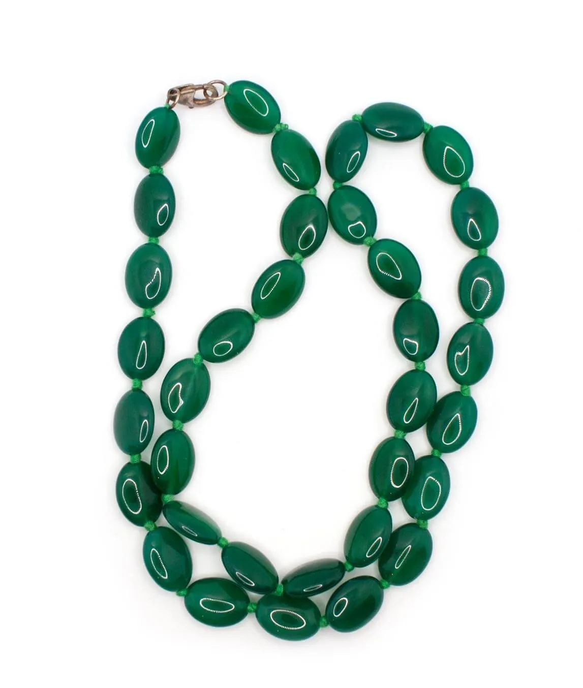 Vintage 1930s green glass bead necklace