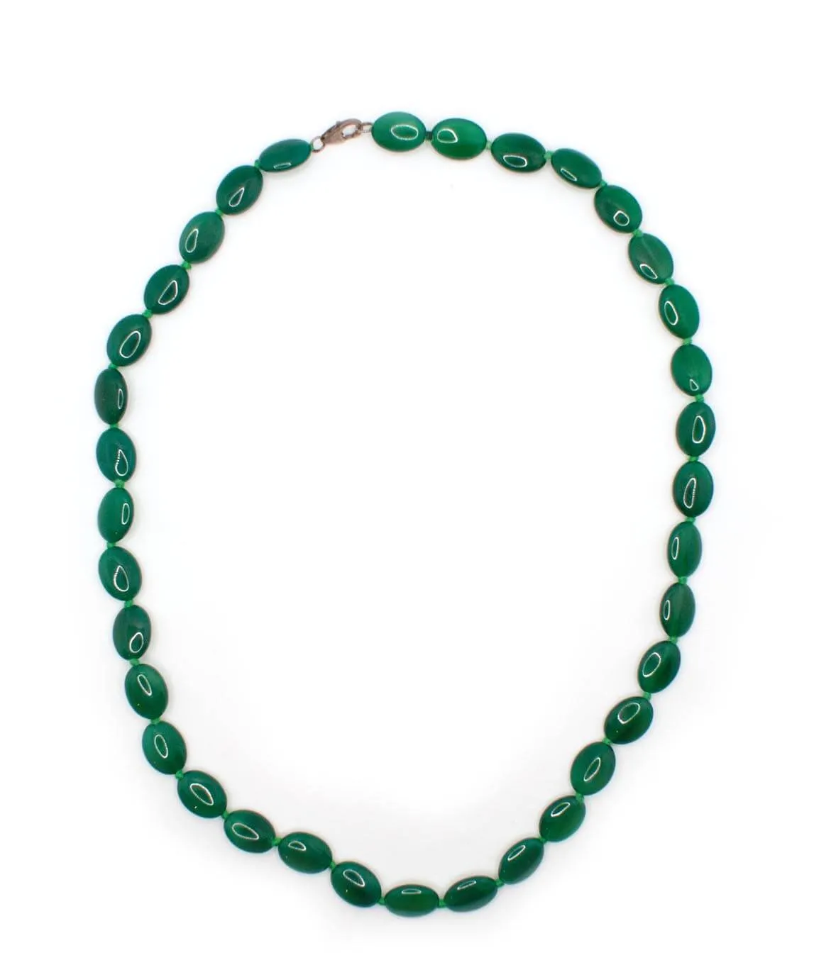 Vintage Art Deco green glass bead necklace