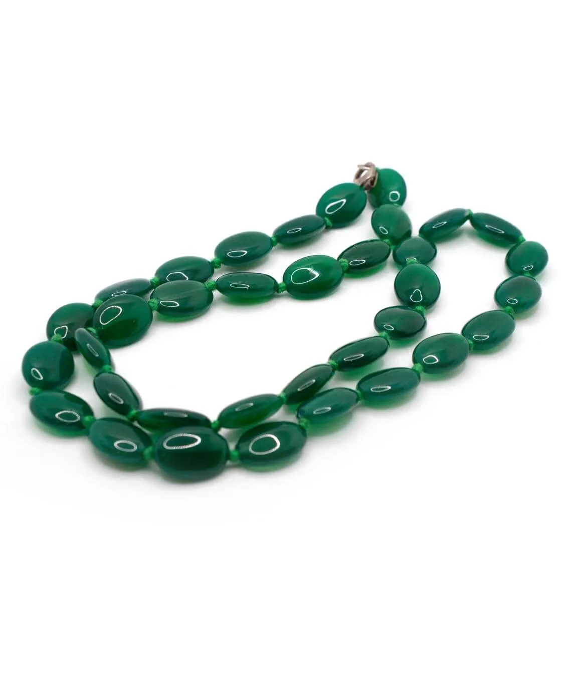 Vintage 1930s green glass string of beads
