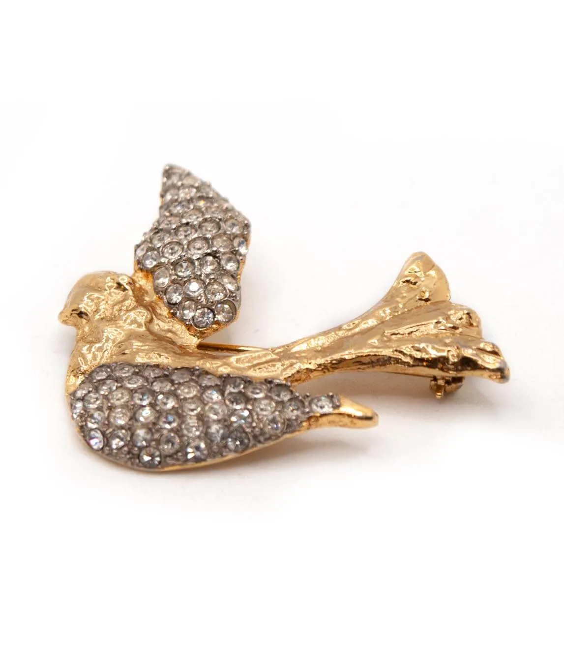 Vintage YSL bird brooch gold plated