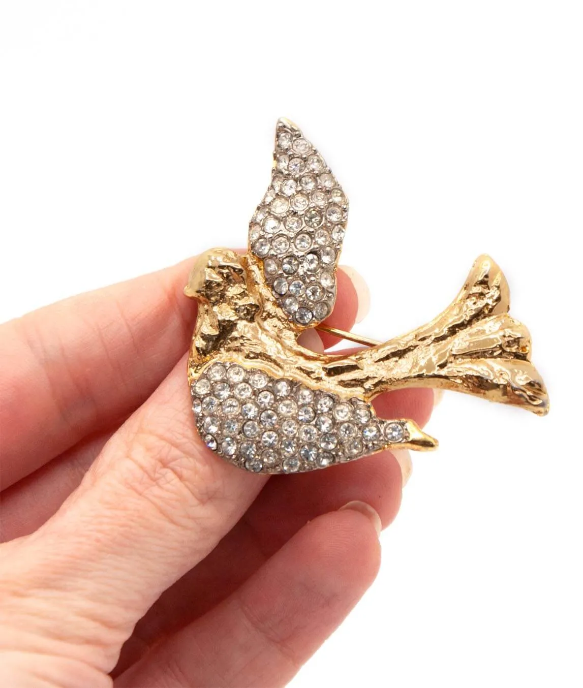 Vintage YSL bird brooch gold plated