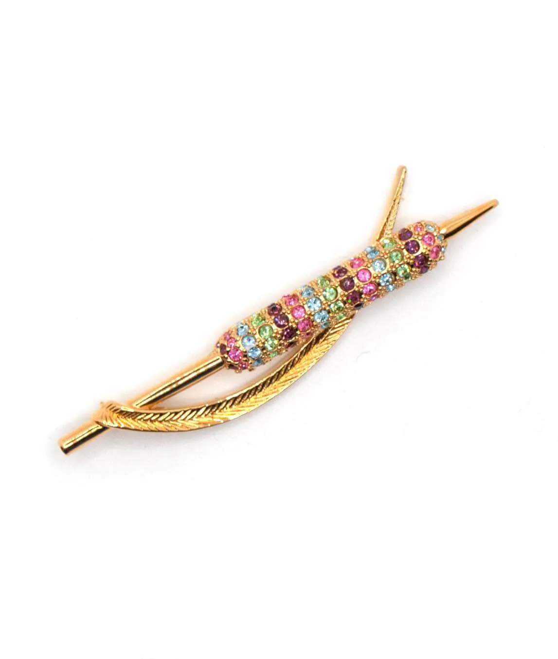 Vintage multicolour crystal bulrush brooch by D'Orlan