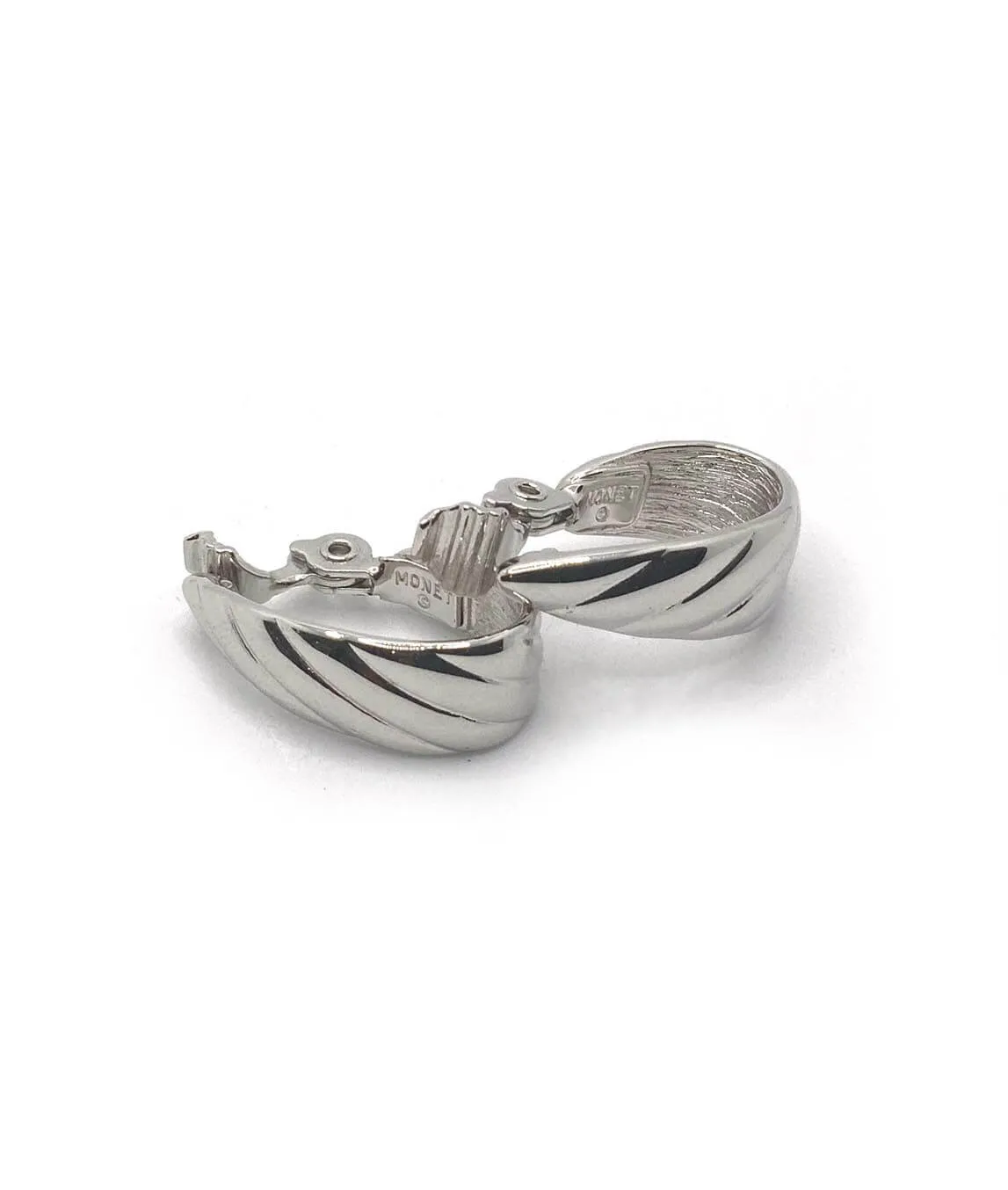 Monet silver tone clip-on half hoop earrings