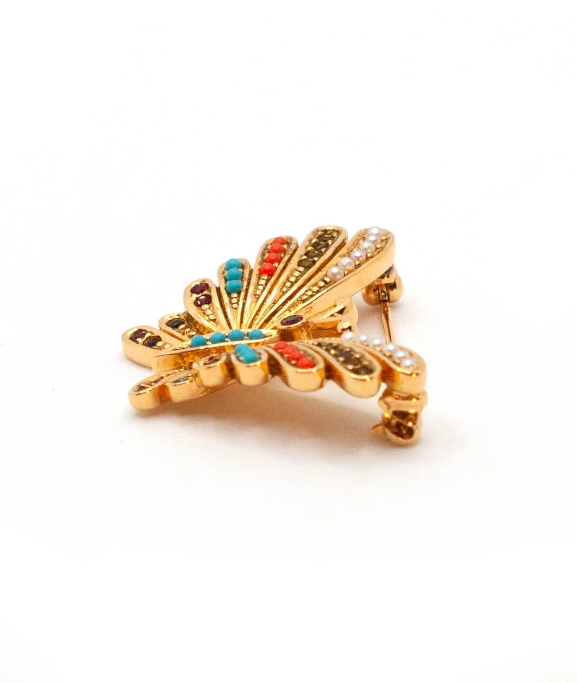 Colourful D'Orlan butterfly brooch pin profile