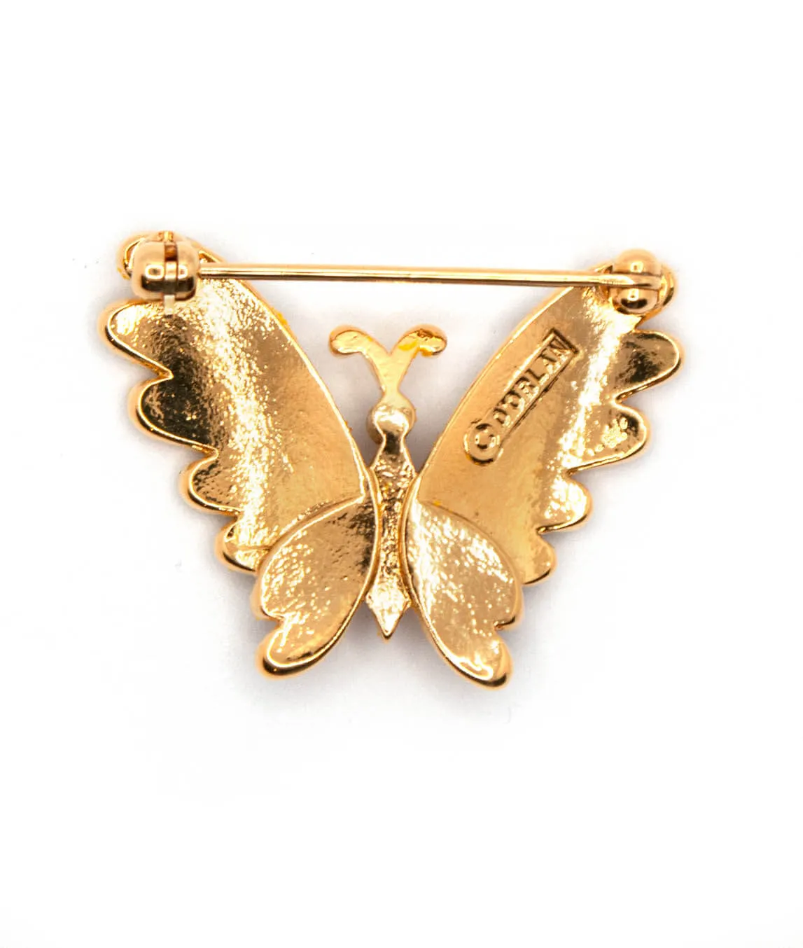 Colourful D'Orlan butterfly brooch pin reverse
