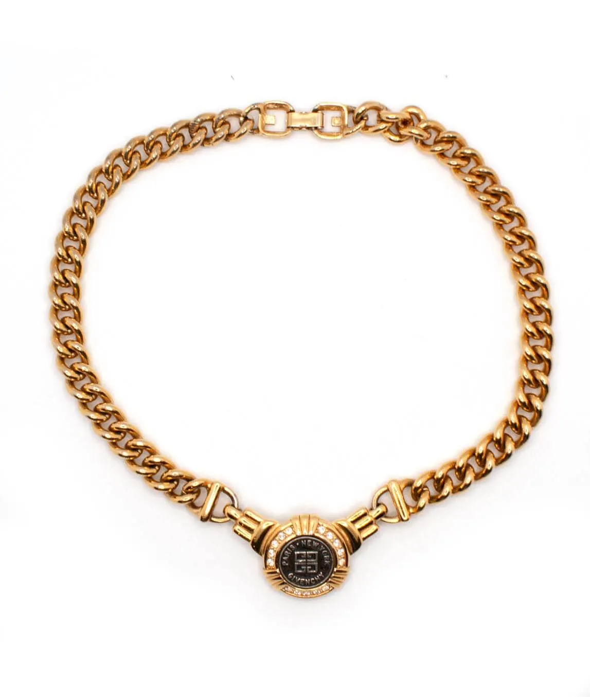 Givenchy Curb Chain Medallion Necklace Gadelles Vintage