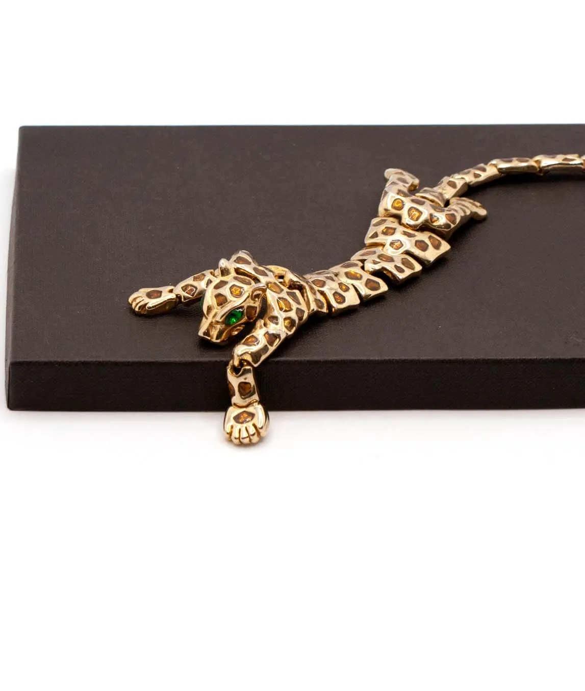 Articulated jaguar panther leopard cat brooch