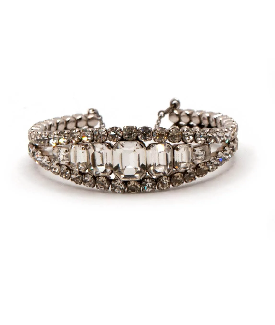 1950s Schoffel Clear Crystal Bangle Bracelet 