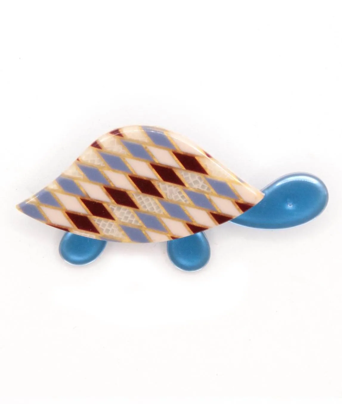 Léa Stein turtle brooch pin blue and pink