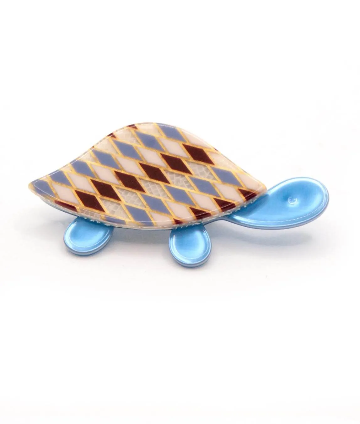 Léa Stein turtle brooch pin blue and pink