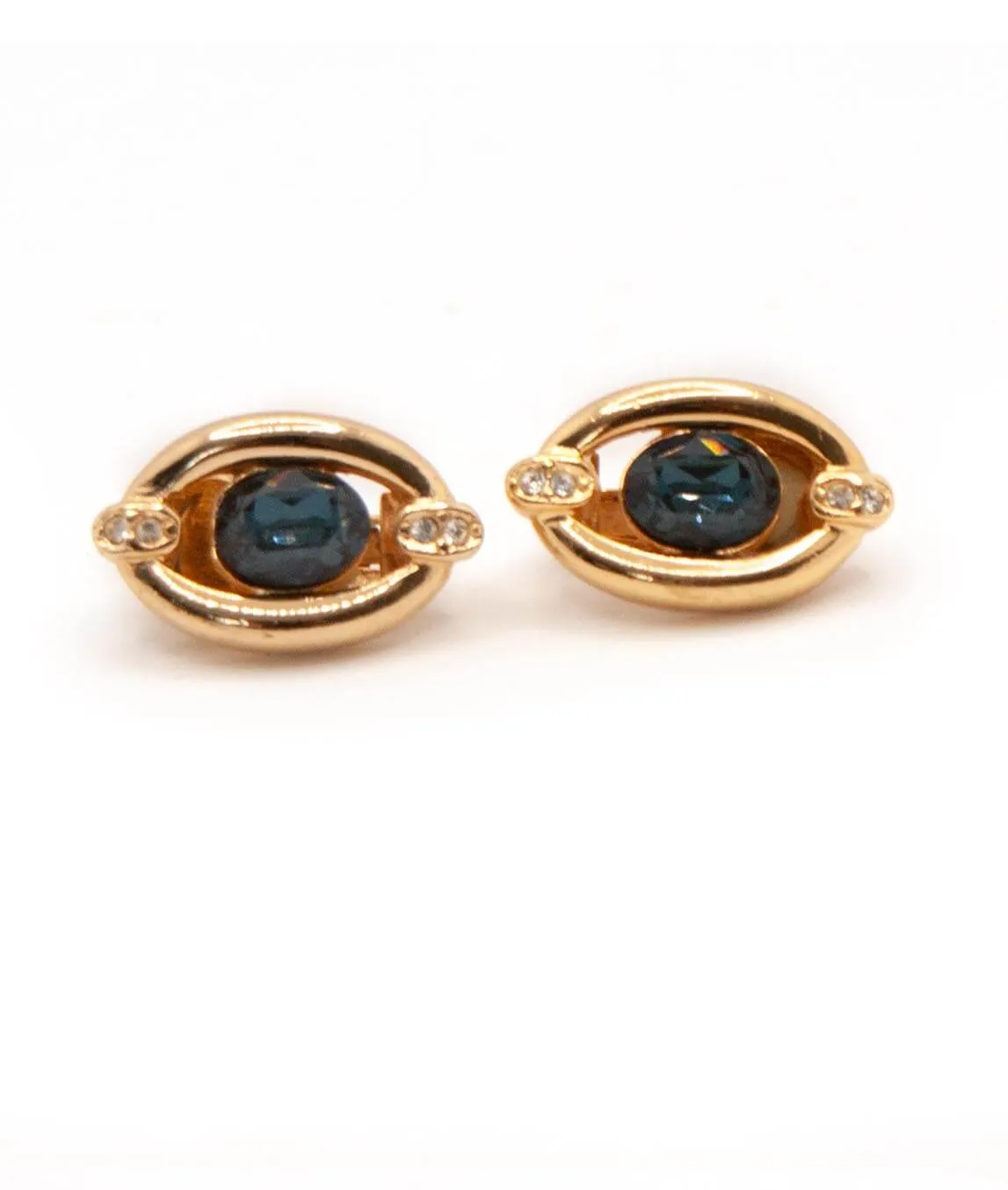 Christian Dior blue and gold clip-on earrings