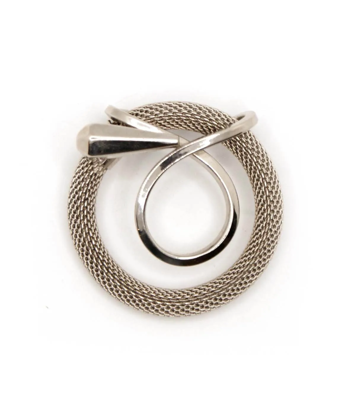 Silver tone mesh wreath brooch Christian Dior