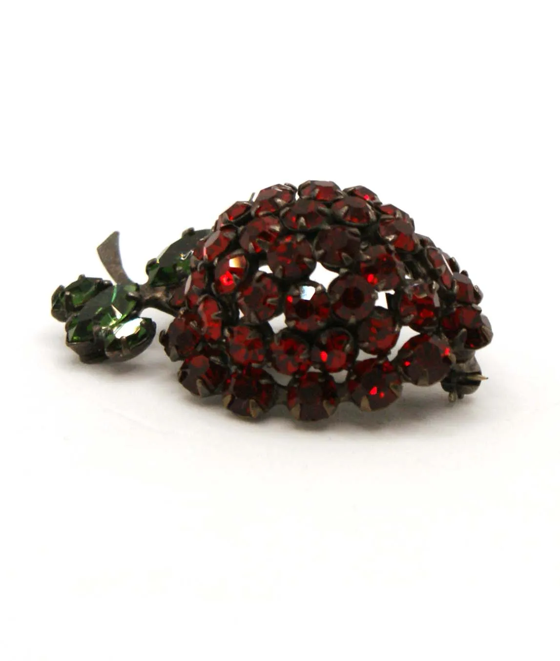 Shreiner red strawberry brooch profile view