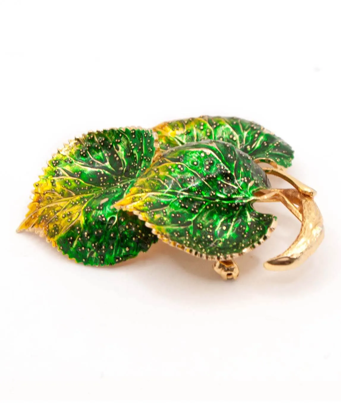 Grossé Hand Painted Enamel Leaf Brooch 1967