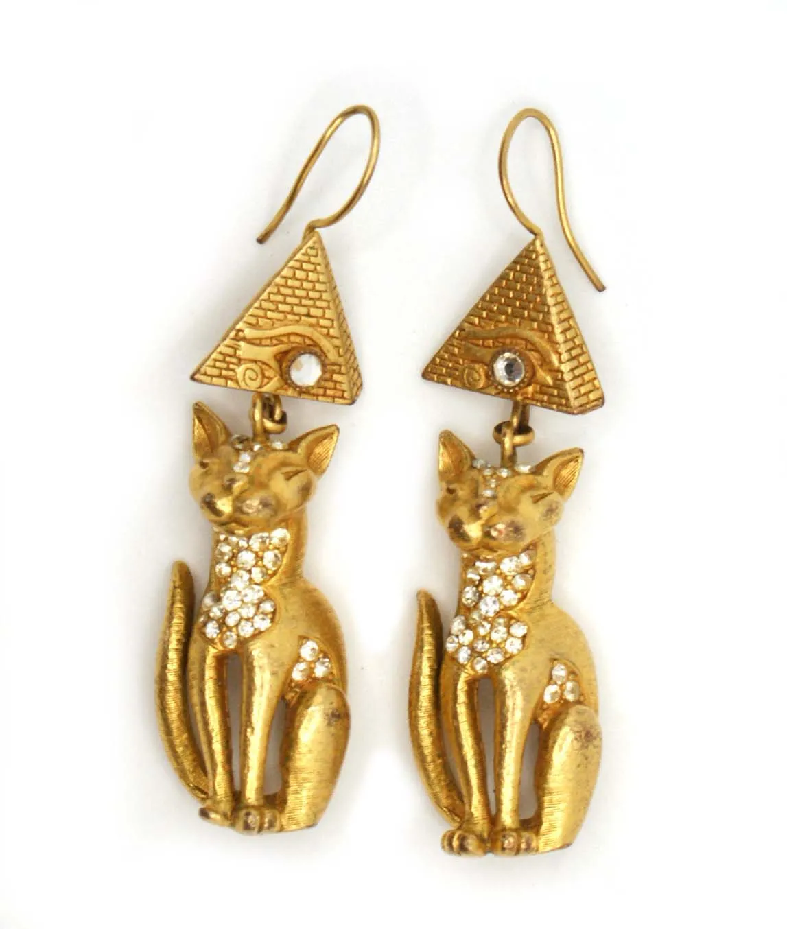 Askew London gold and crystal Egyptian Revival for pierced ears