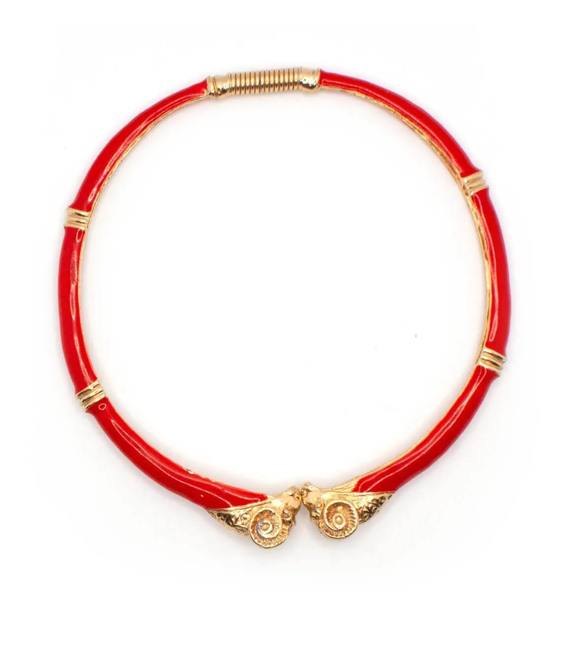 Donald Stannard red enamel ram head choker necklace