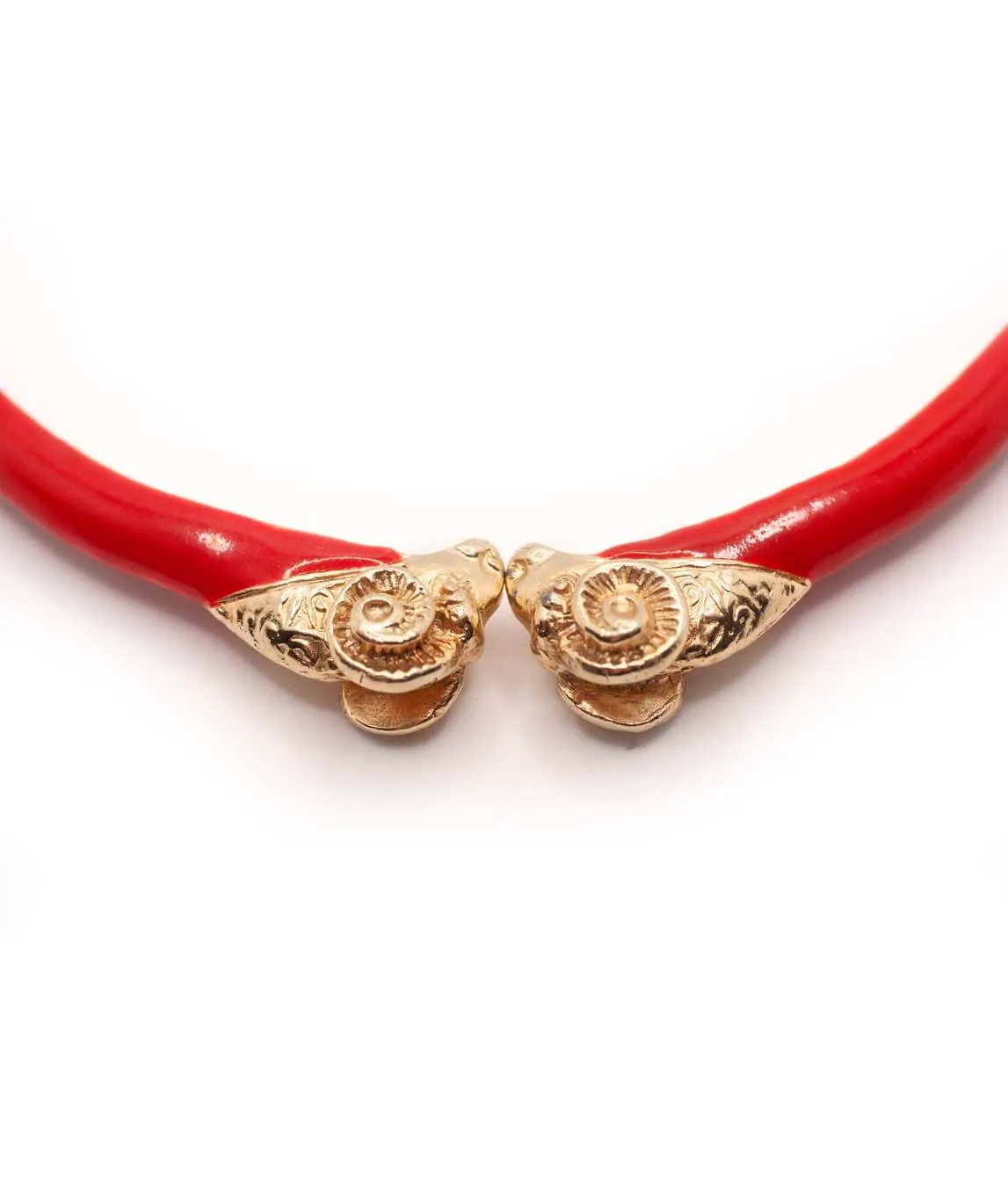 Donald Stannard red enamel ram head choker necklace