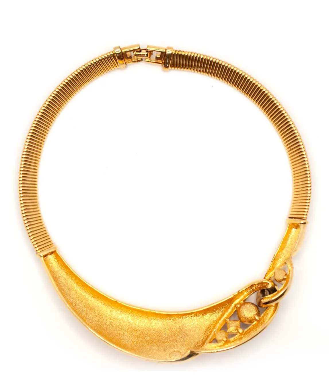 Givenchy gold tone crystal decorated collar necklace reverse view