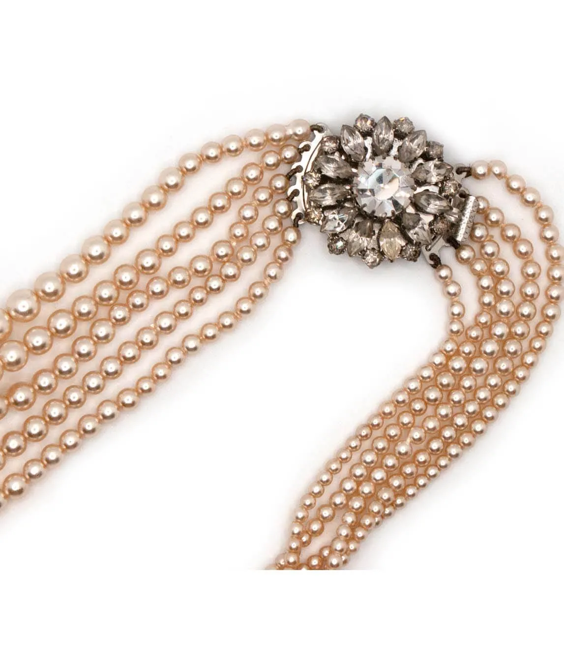 decorative clasp of Vintage multi-strand faux pearl necklace
