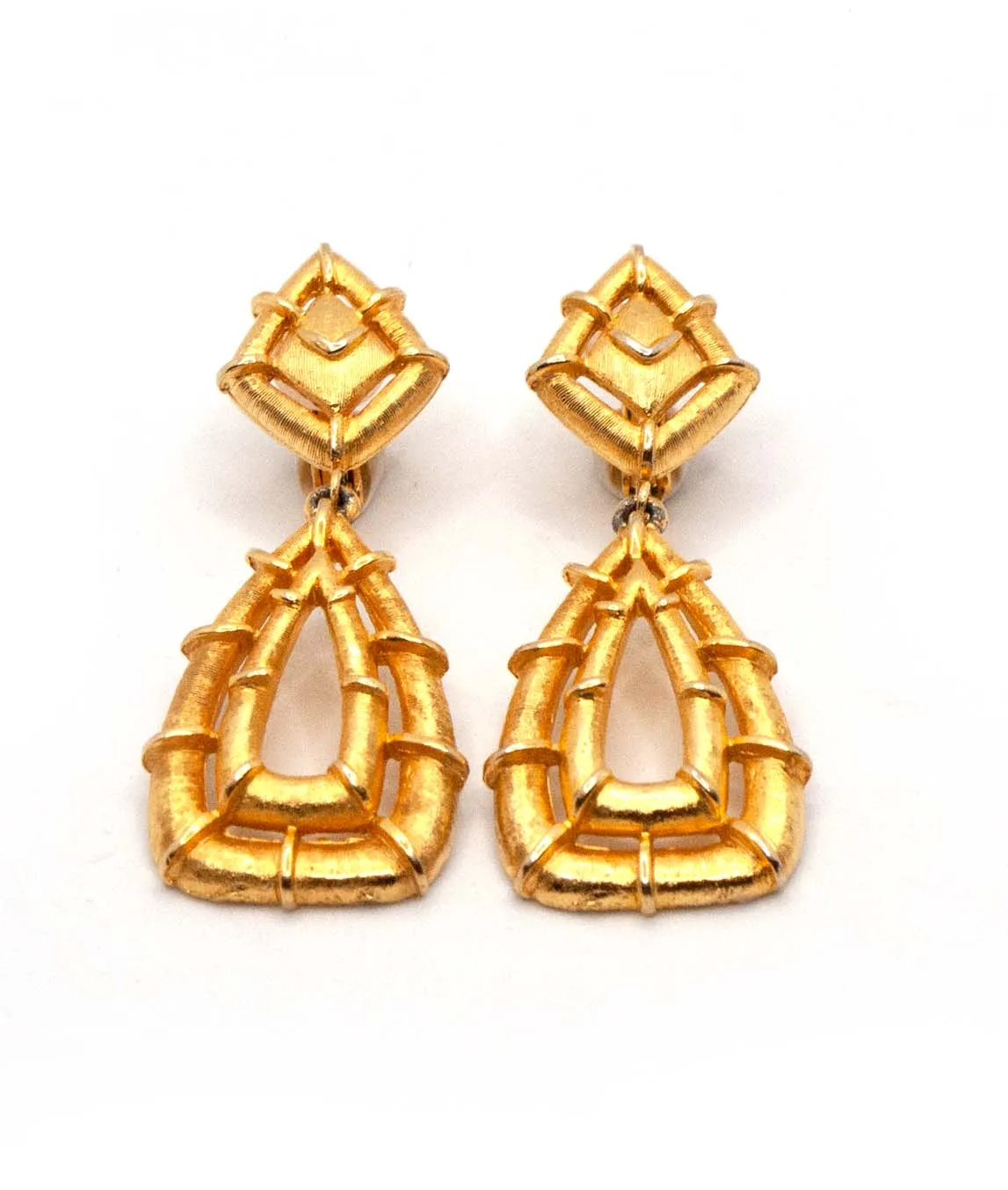 Gold bamboo earrings by Polcini