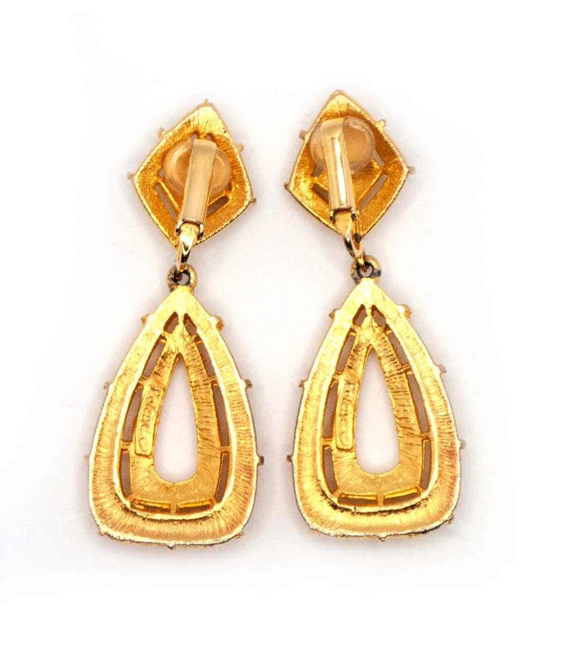 Gold bamboo earrings by Polcini reverse