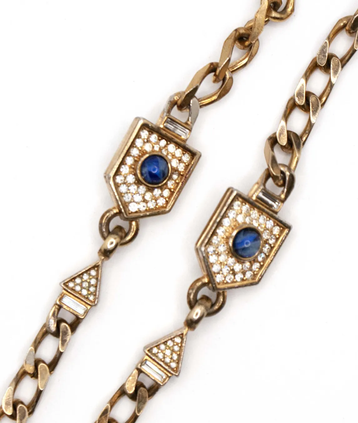Christian Dior Opera Length Chain with blue glass cabochons