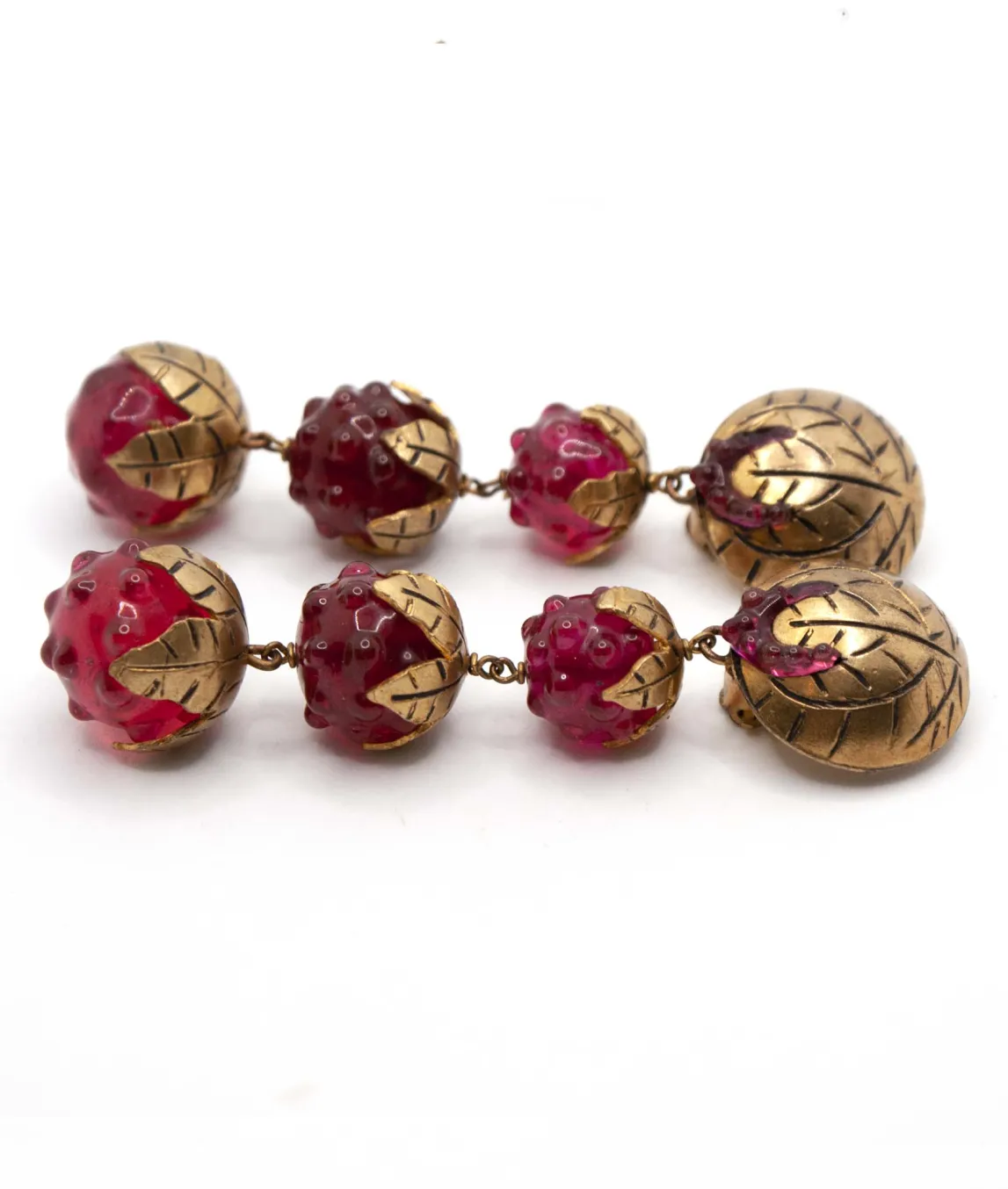 Gold plated Isabel Canovas red Gripoix earrings