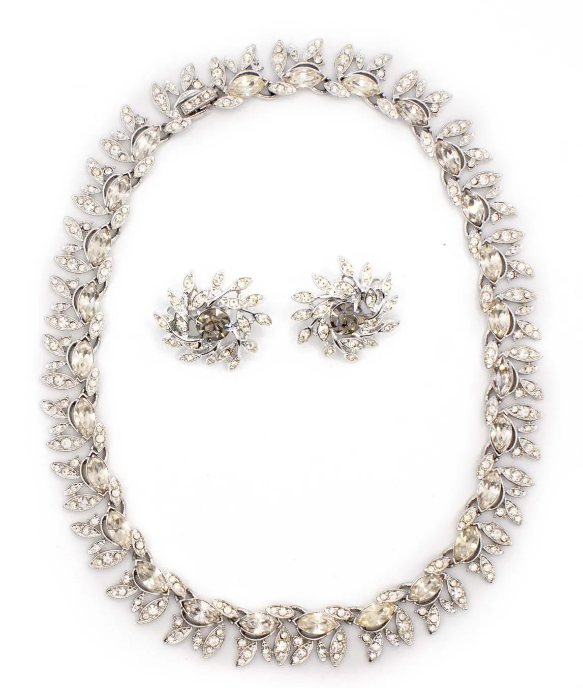Weiss Demi Parure Crystal Earrings and Necklace Gadelles Vintage
