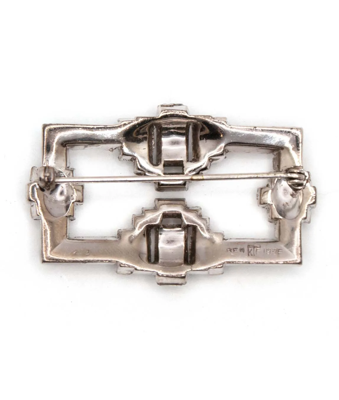 Art Deco 1930s Trifari KTF brooch silver plated