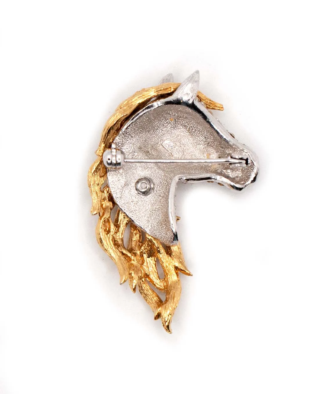 Attwood and Sawyer vintage horse head brooch back