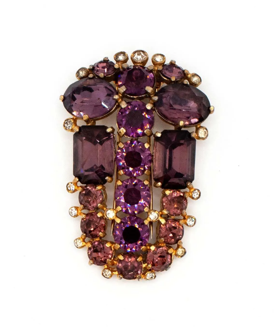 Large Vintage Eisenberg Original Purple Fur Clip with rhinestones