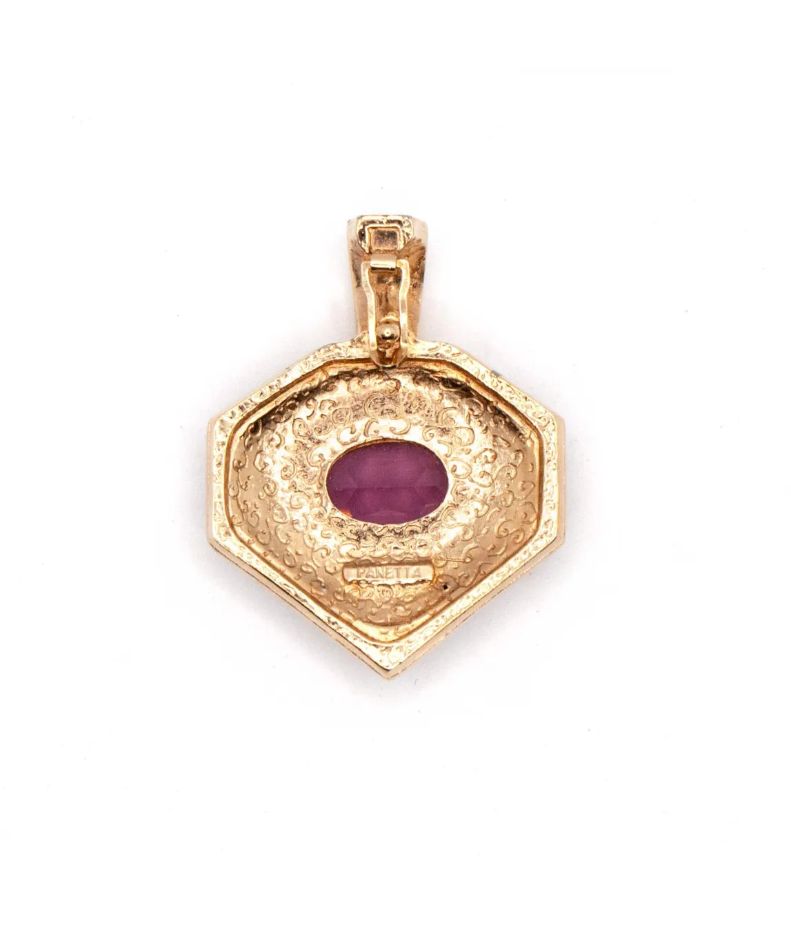 Panetta rhinestone and amethyst glass pendant with hinged bale