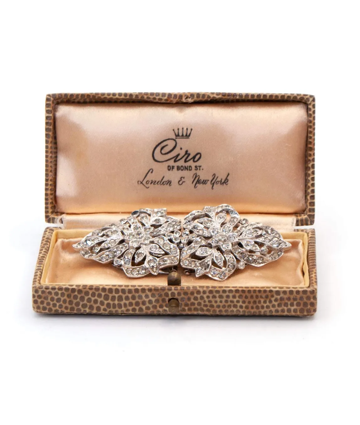 Art Deco Ciro double clip brooch in Ciro presentation box