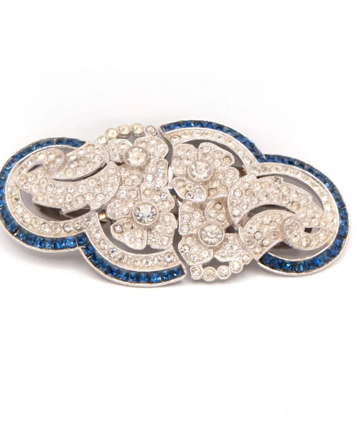 1940s Art Deco Floral Double Clip Brooch