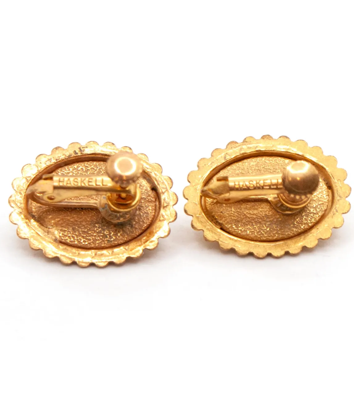 Miriam Haskell earrings backings gold tone