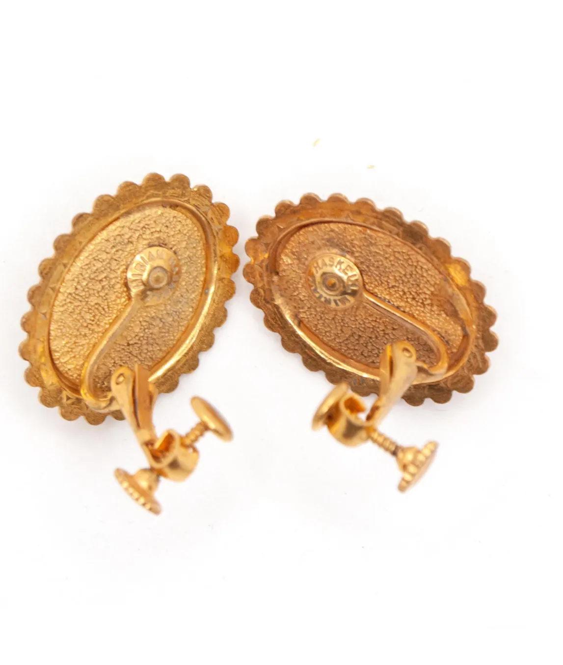 Interesting Vintage Brass Dangling Earrings, Attributed Miriam