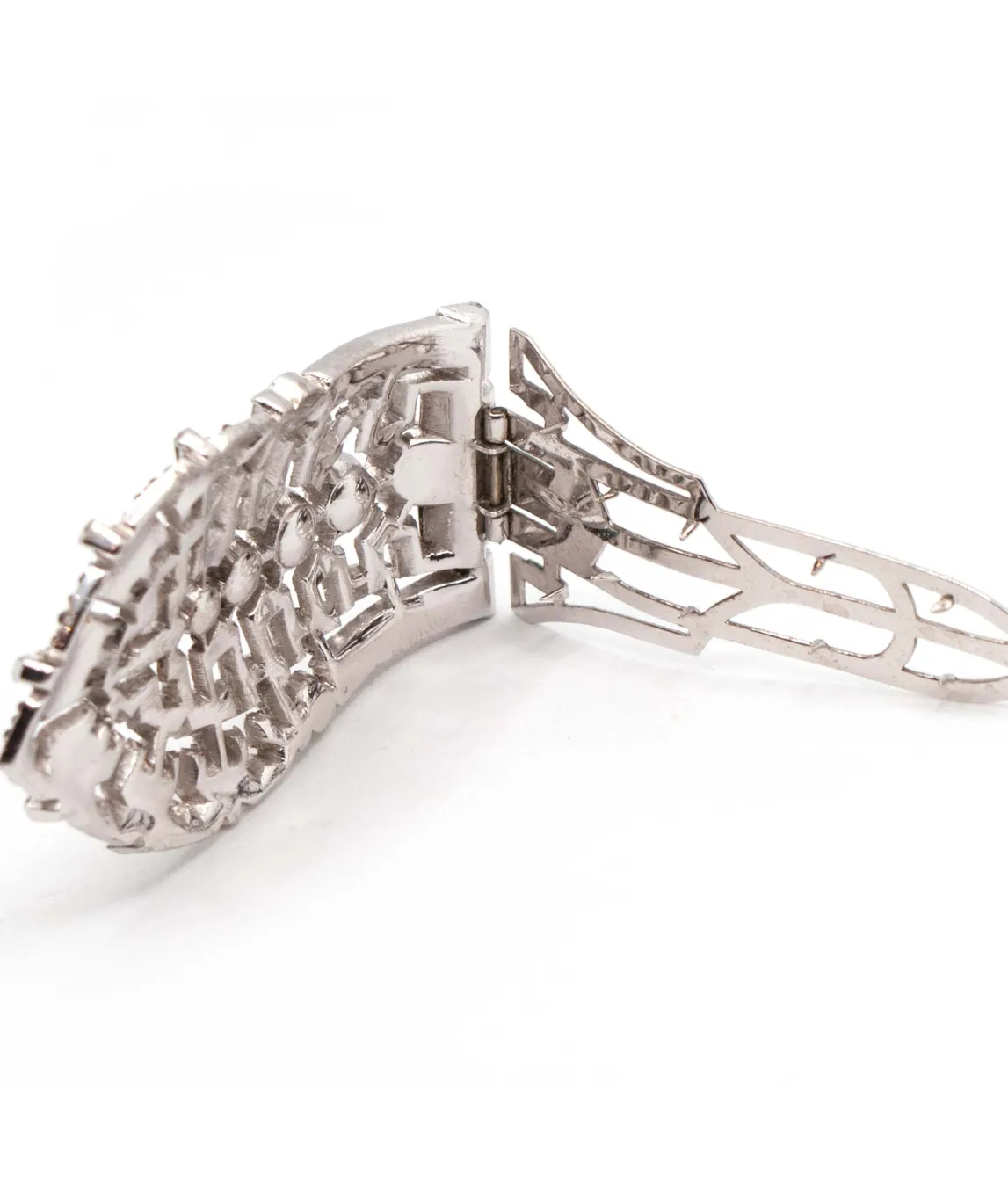 Trifari KTF dress clip rhodium plated