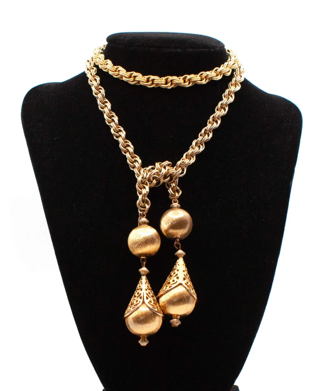 Monet gold plated Bolero necklace with charms tied on